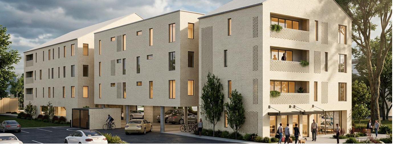 Street view rendering of the multifamily building at 851 S. Cole Rd., Boise